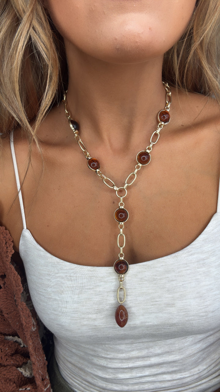 Lost Pearl Chain Necklace, Tortious/ Gold