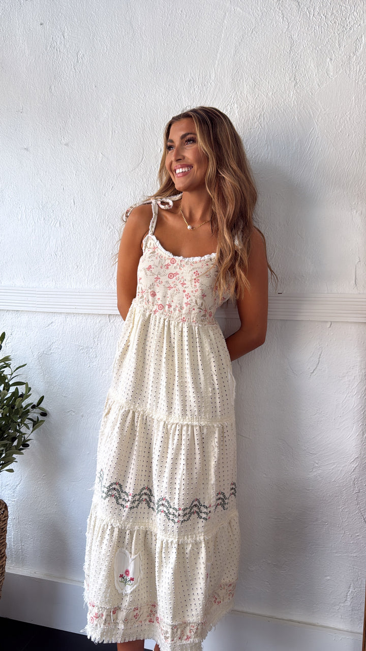 Fallin Florals Maxi Dress, Cream