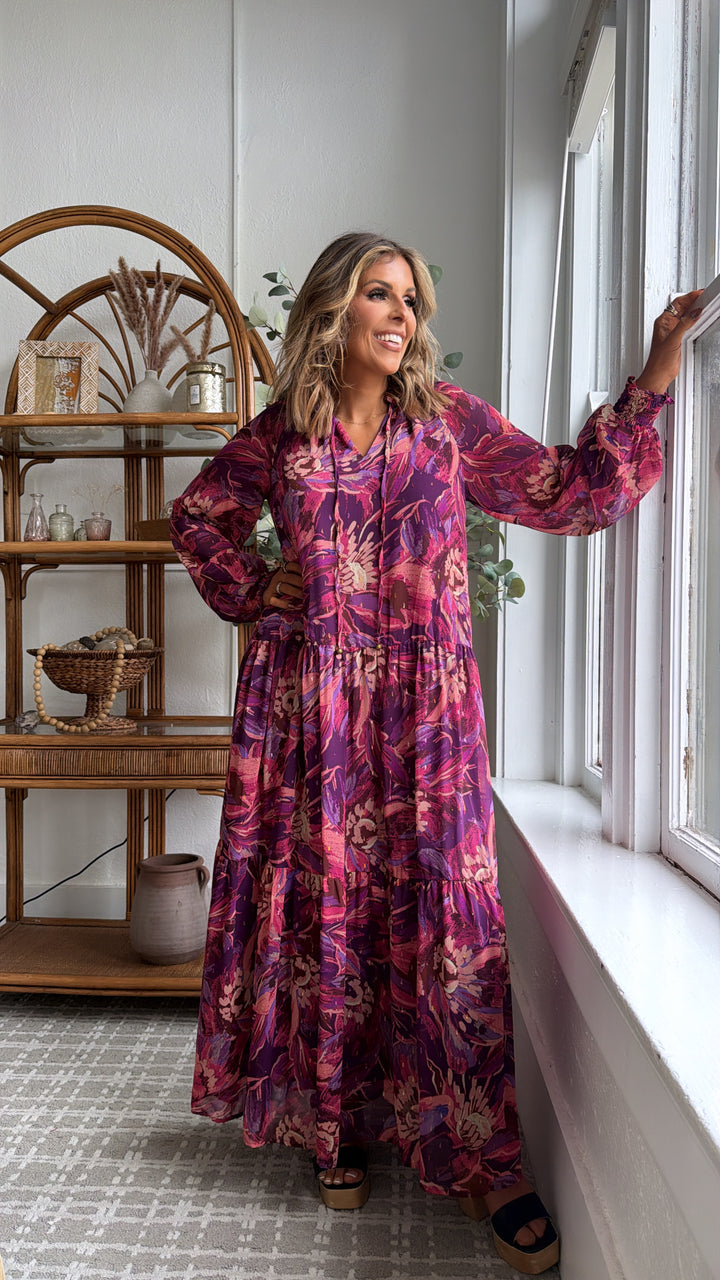 Violet Dusks Maxi Dress, Purple Multi