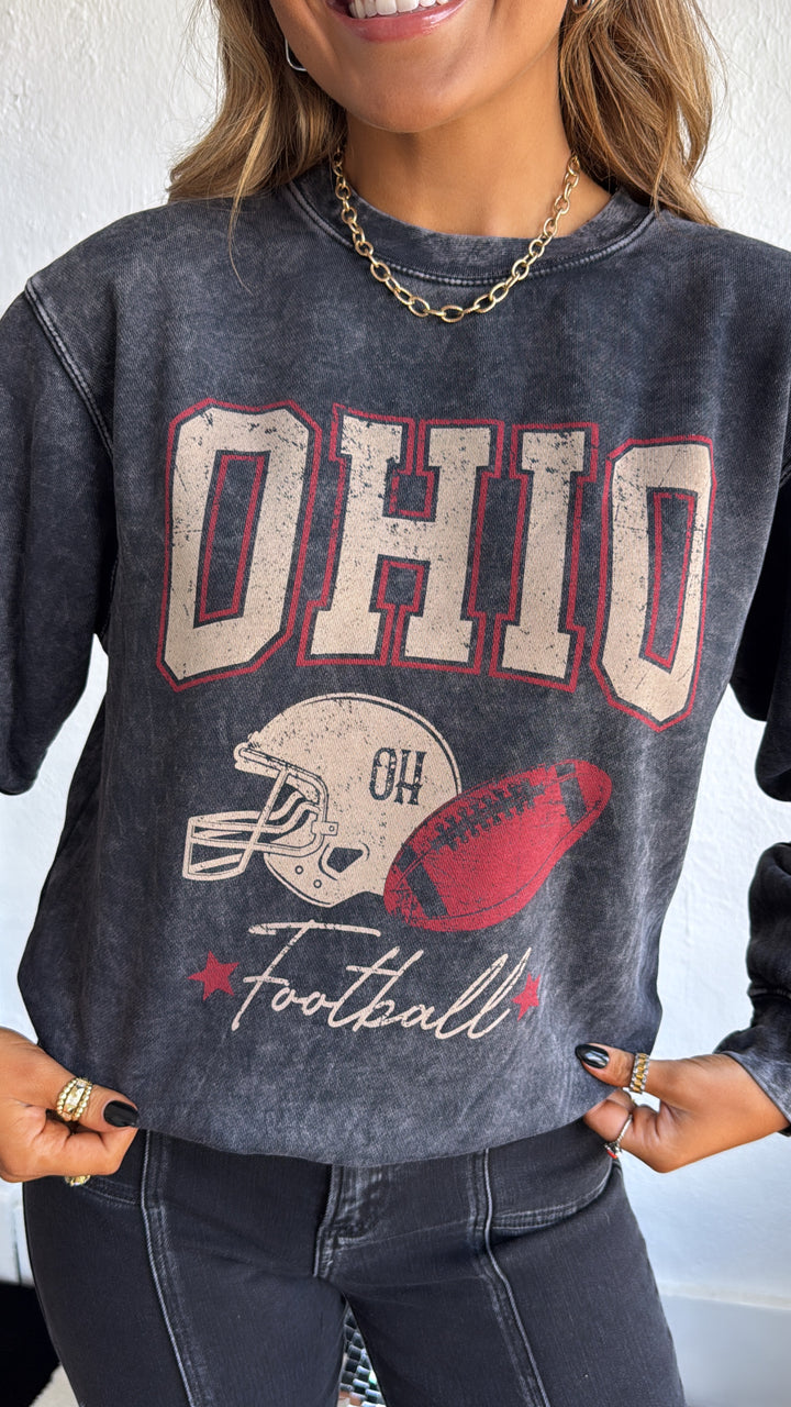 Ohio Football Mineral Washed Sweatshirt, Black