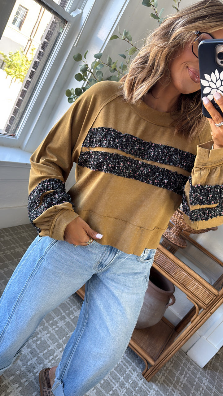Lumora Long Sleeve Top, Rusted Ochre