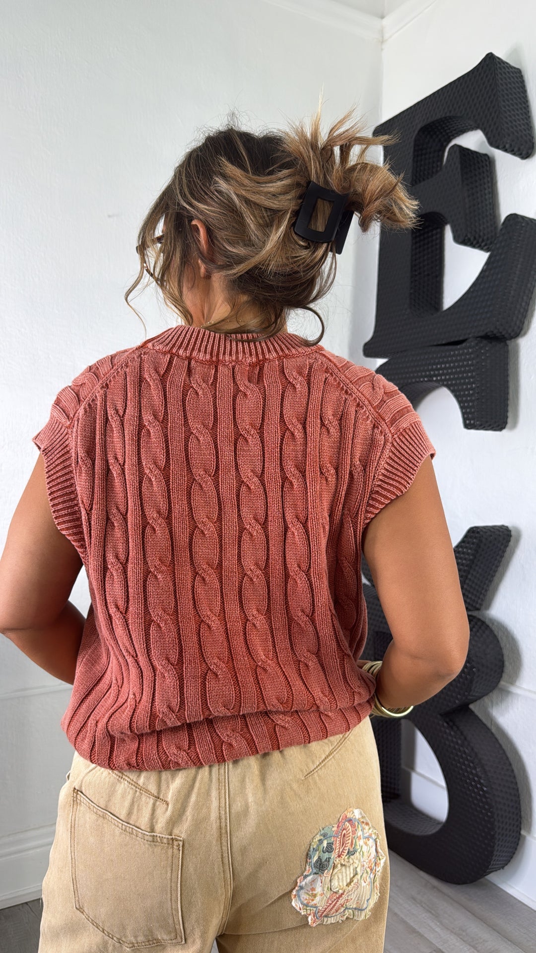 Malley Textured Sweater Tank, Spiced Brandy