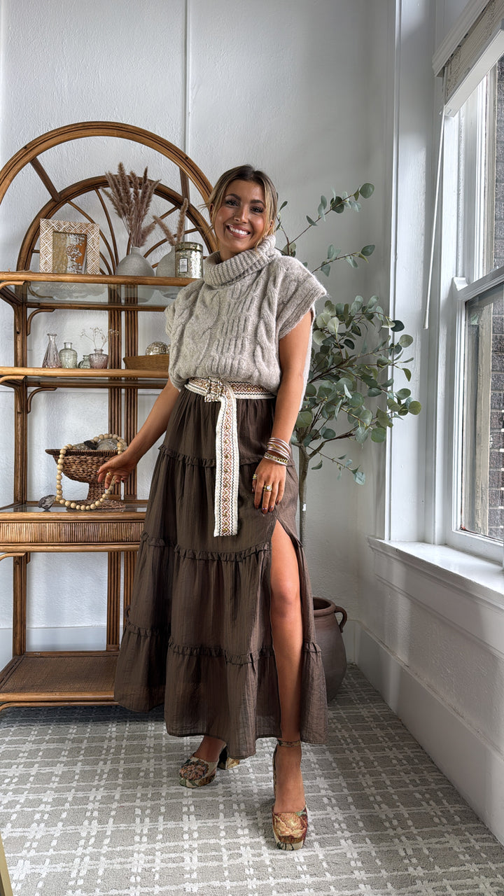 Picture Perfect Maxi Skirt, DK.Brown