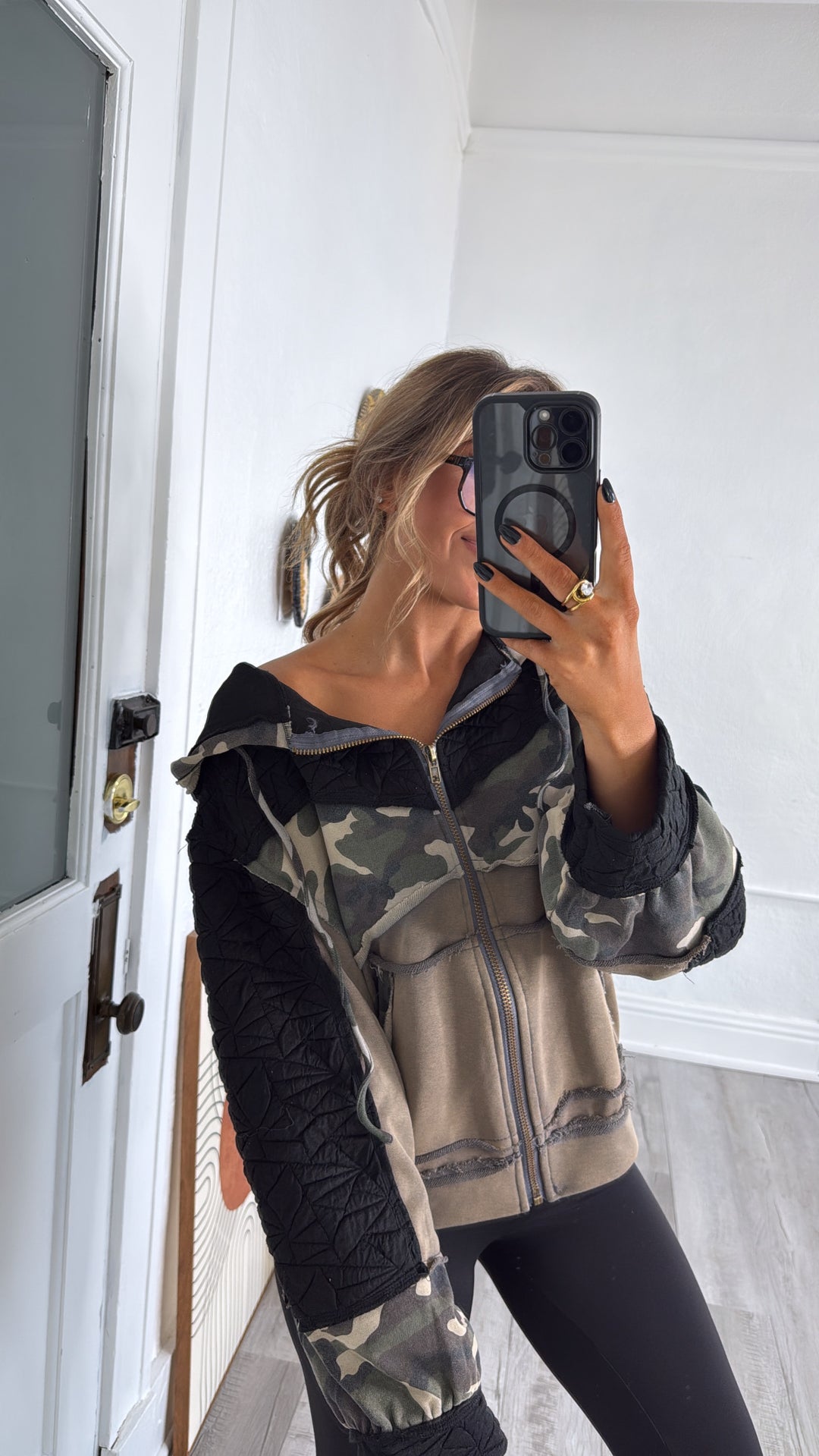 On Edge Camo Zip Up, Charcoal