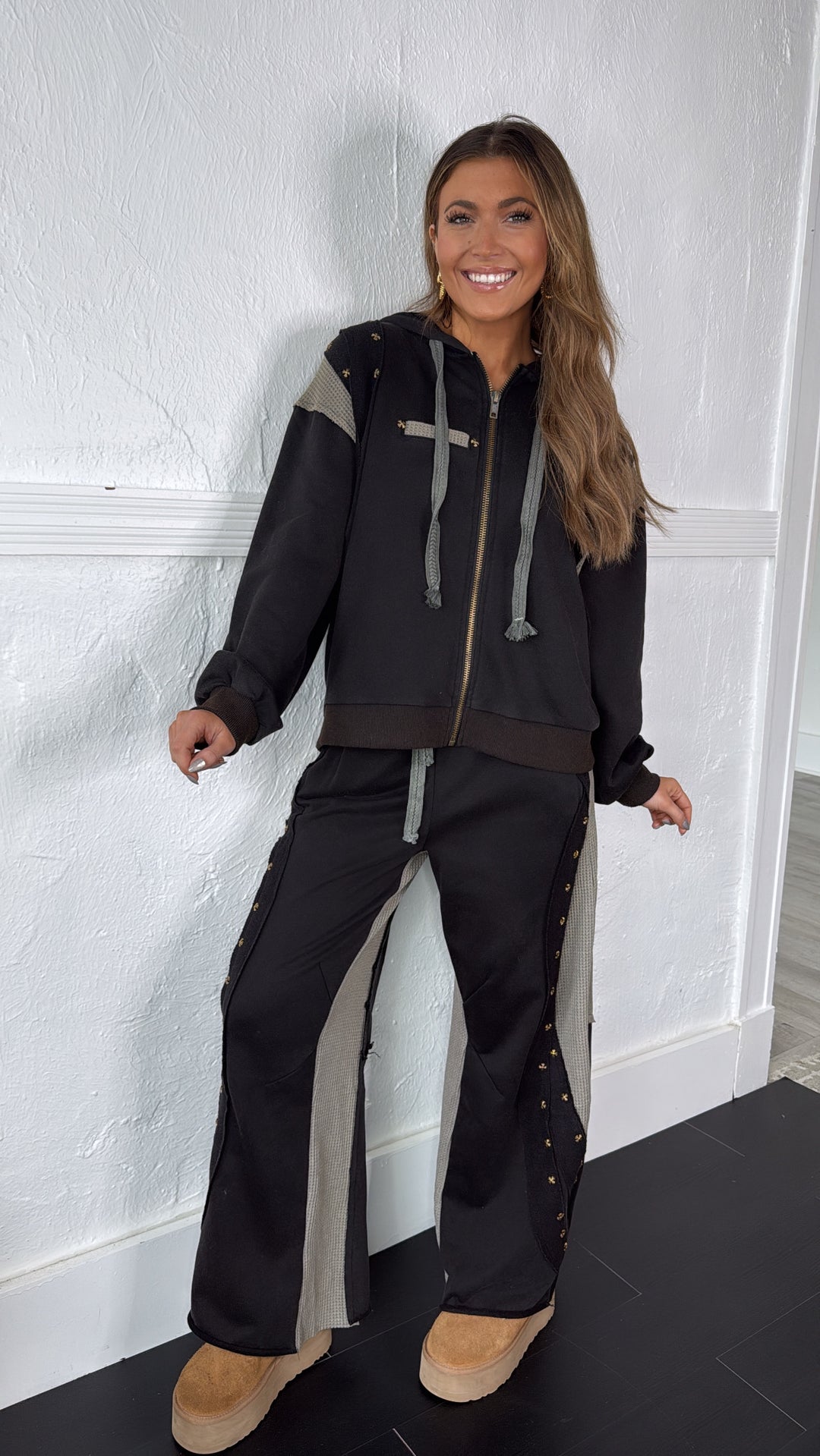 Urban Chic Waffle Knit Pant, Black