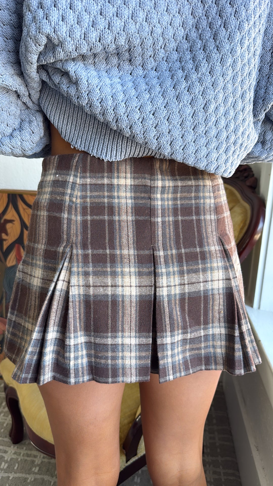Plaidwood Skort, Brown