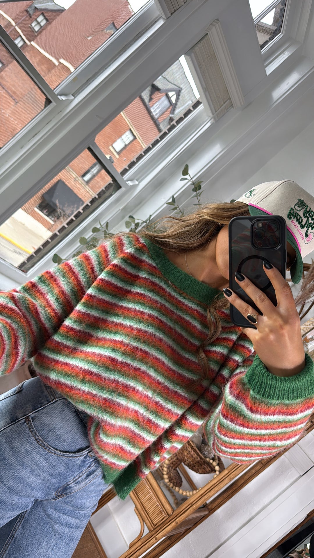 Cozy Groove Sweater, Green/ Orange