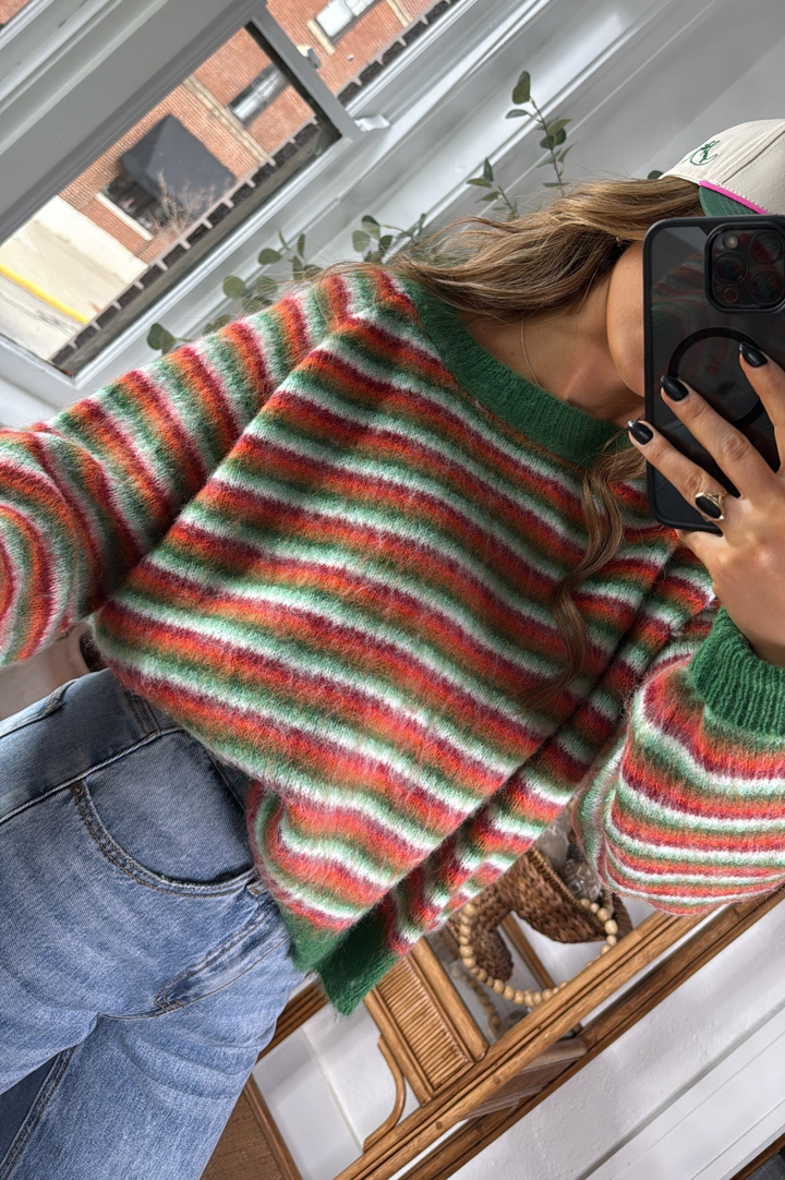 Cozy Groove Sweater, Green/ Orange