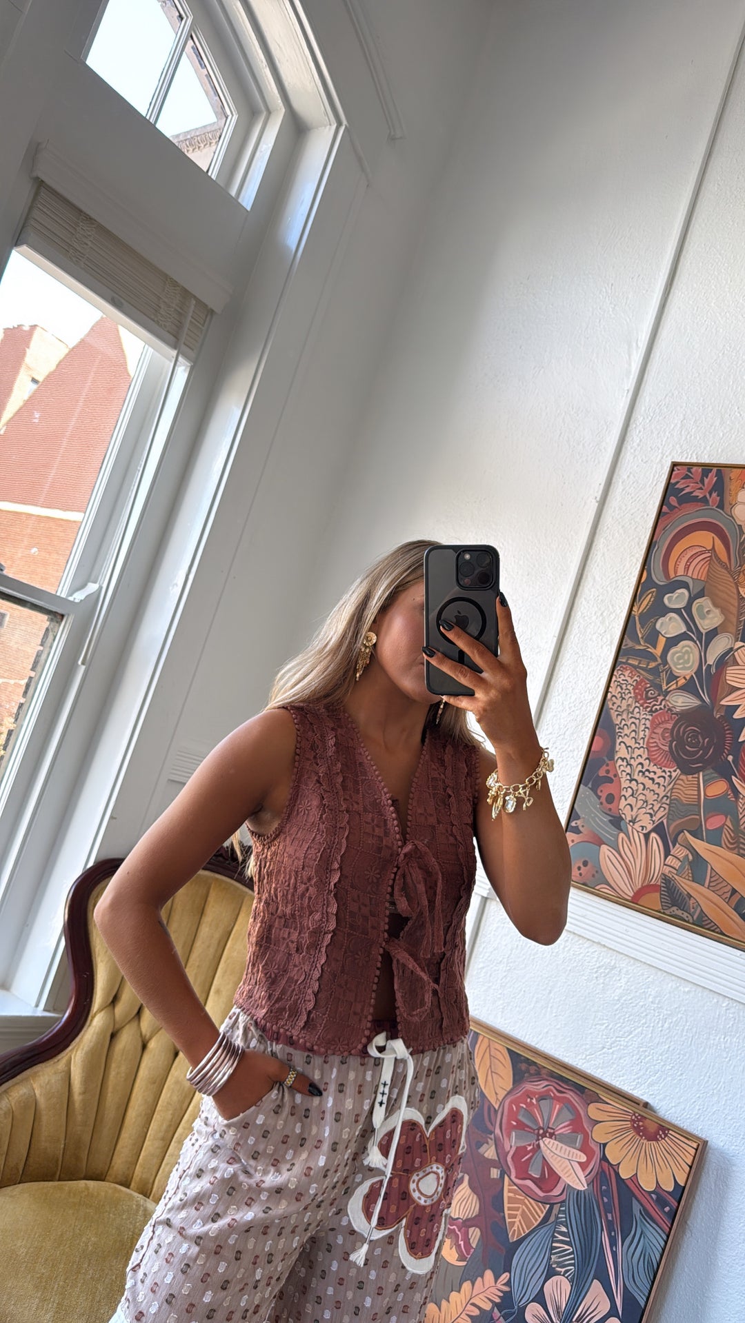 Desert Rose Tie Vest, Mocha