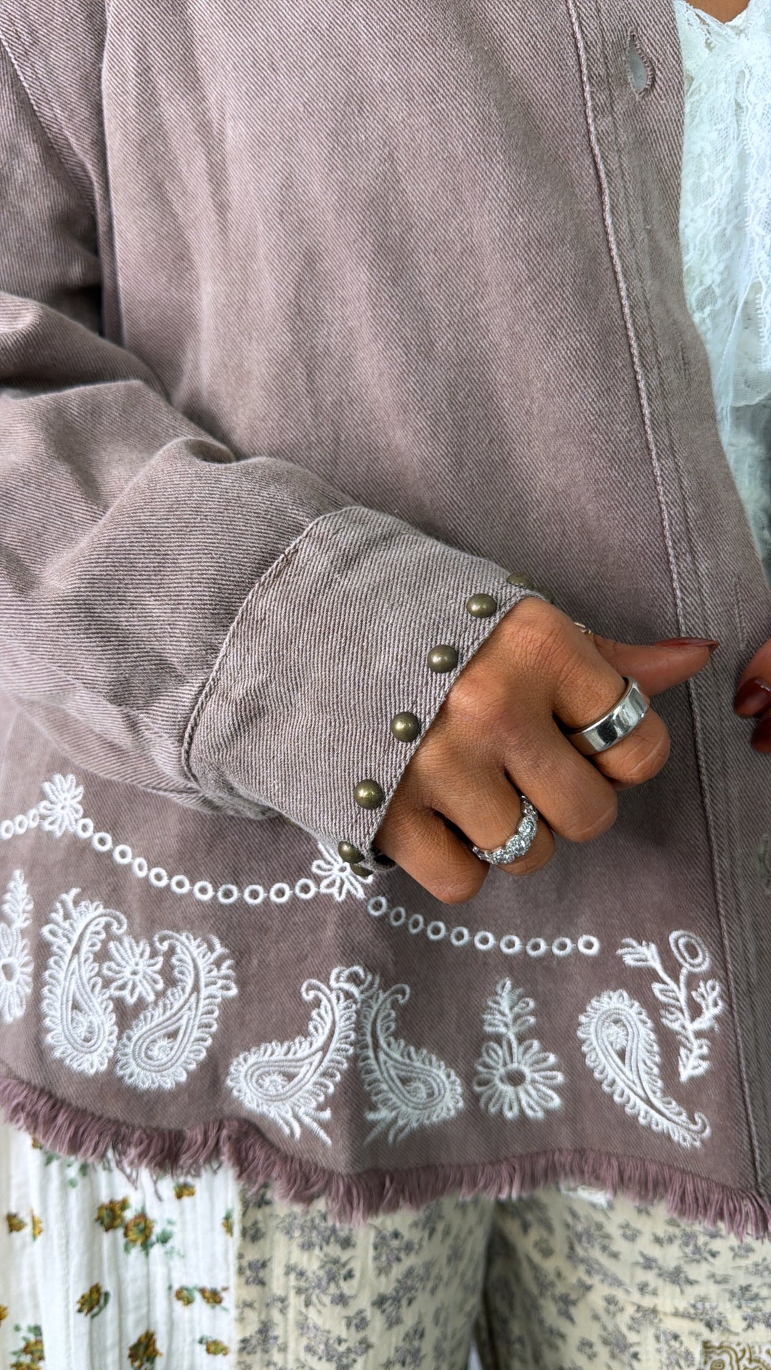 Bronco Bloom Button Up, Brown Multi