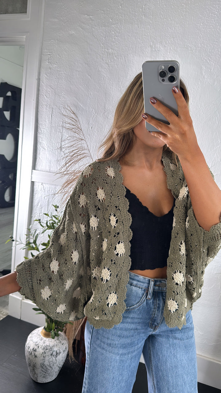 Harvest Drape Cardigan, Olive/Almond