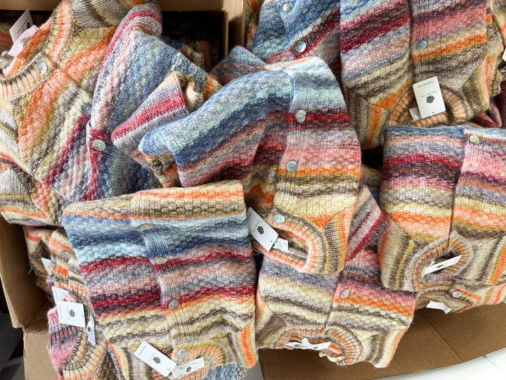 Sunlit Sky Knit Sweater, Blue/Orange/Multi