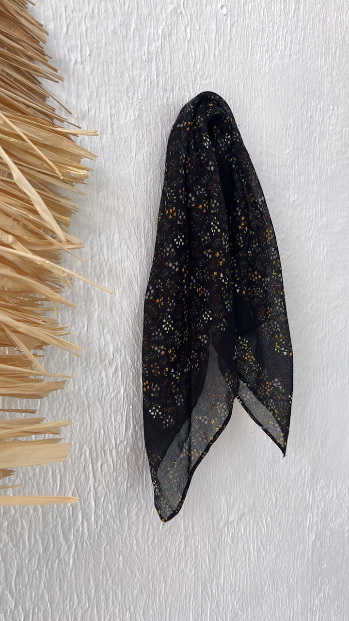 Flora Floral Twilly Scarf, Black