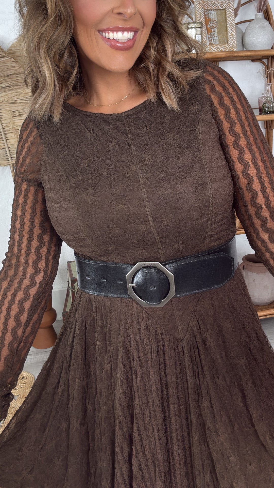 Seraphina Lace Dress, Chocolate