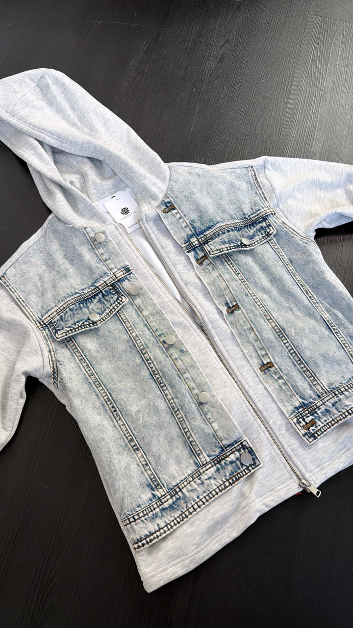 Blue Haven Zip Up, Denim/Grey