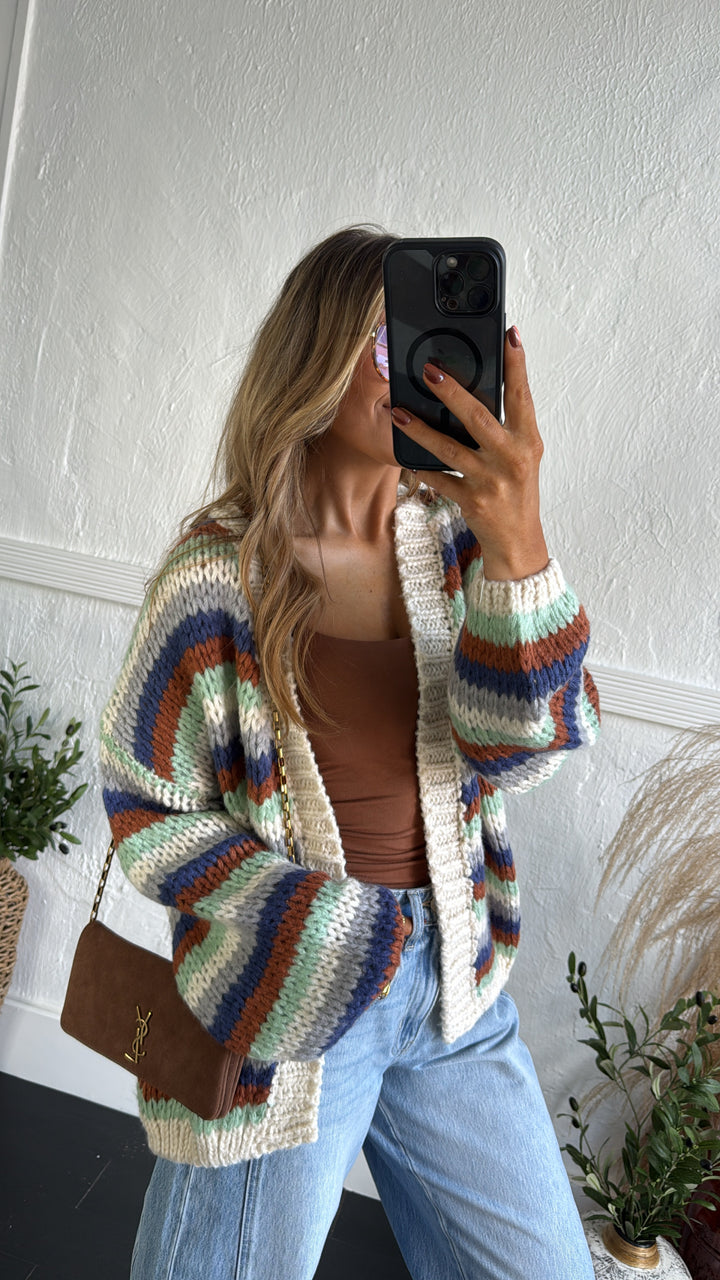 Canyon Skies Knit Cardigan, Cream Combo