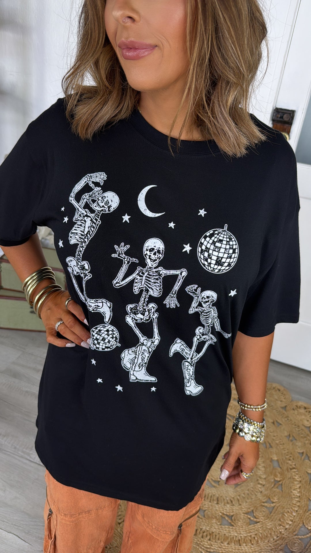 Dancing Cowboy Skeleton Tee, Black