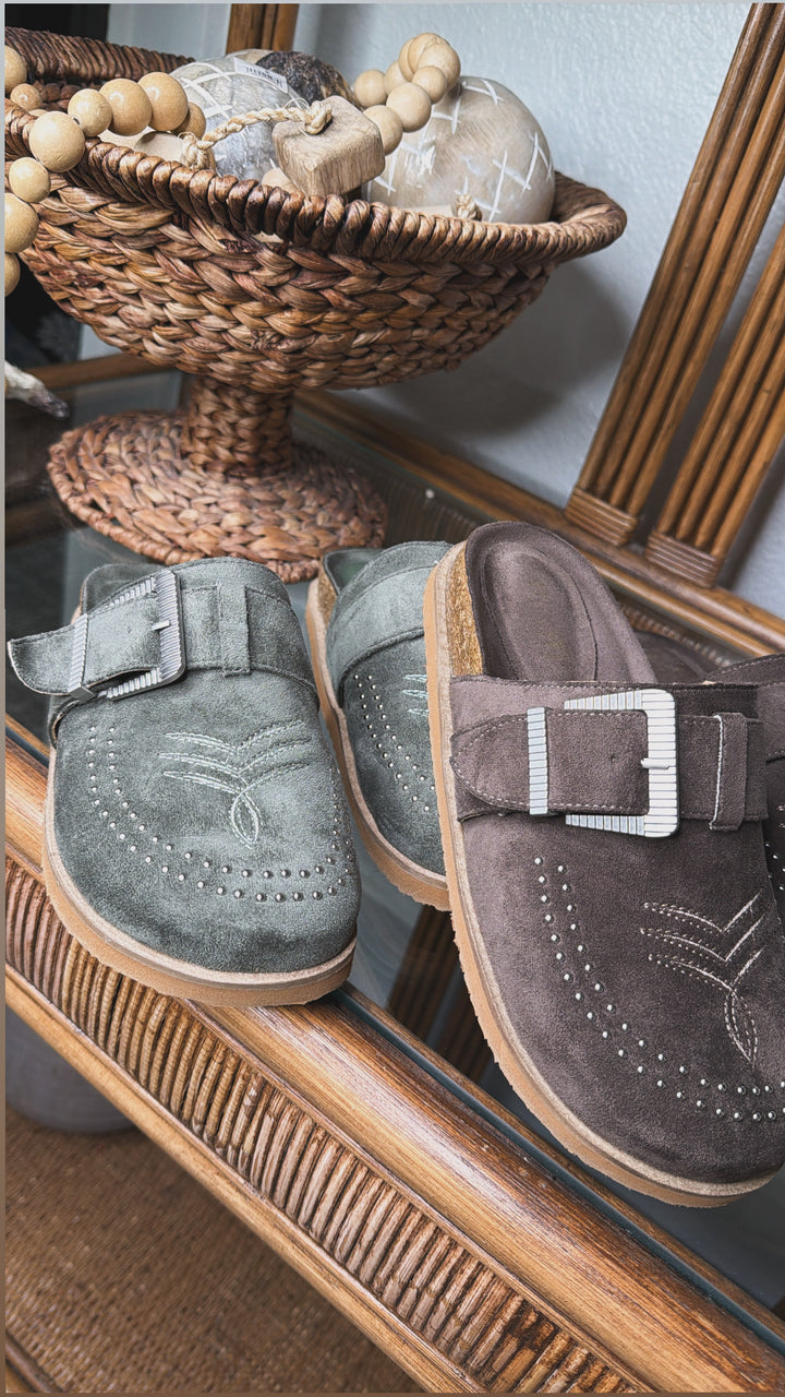 Joleen Studded Clog, Olive