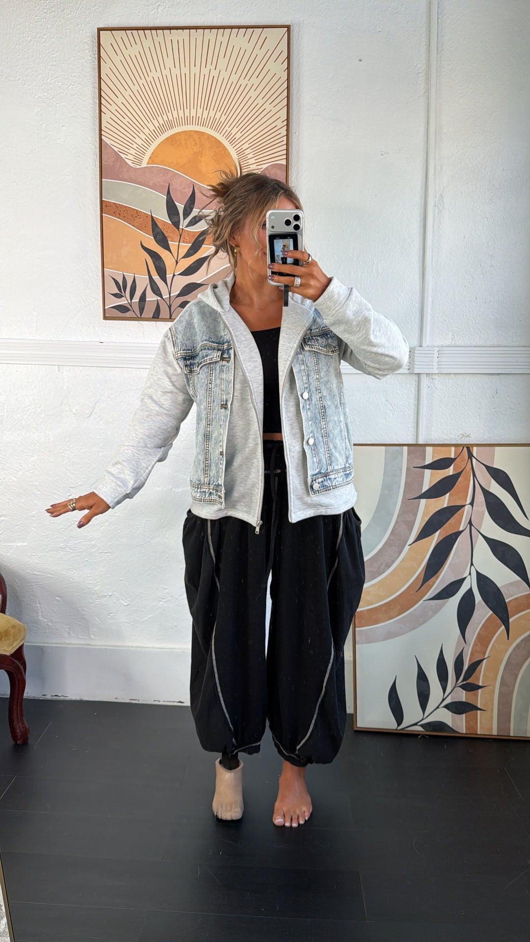 Blue Haven Zip Up, Denim/Grey