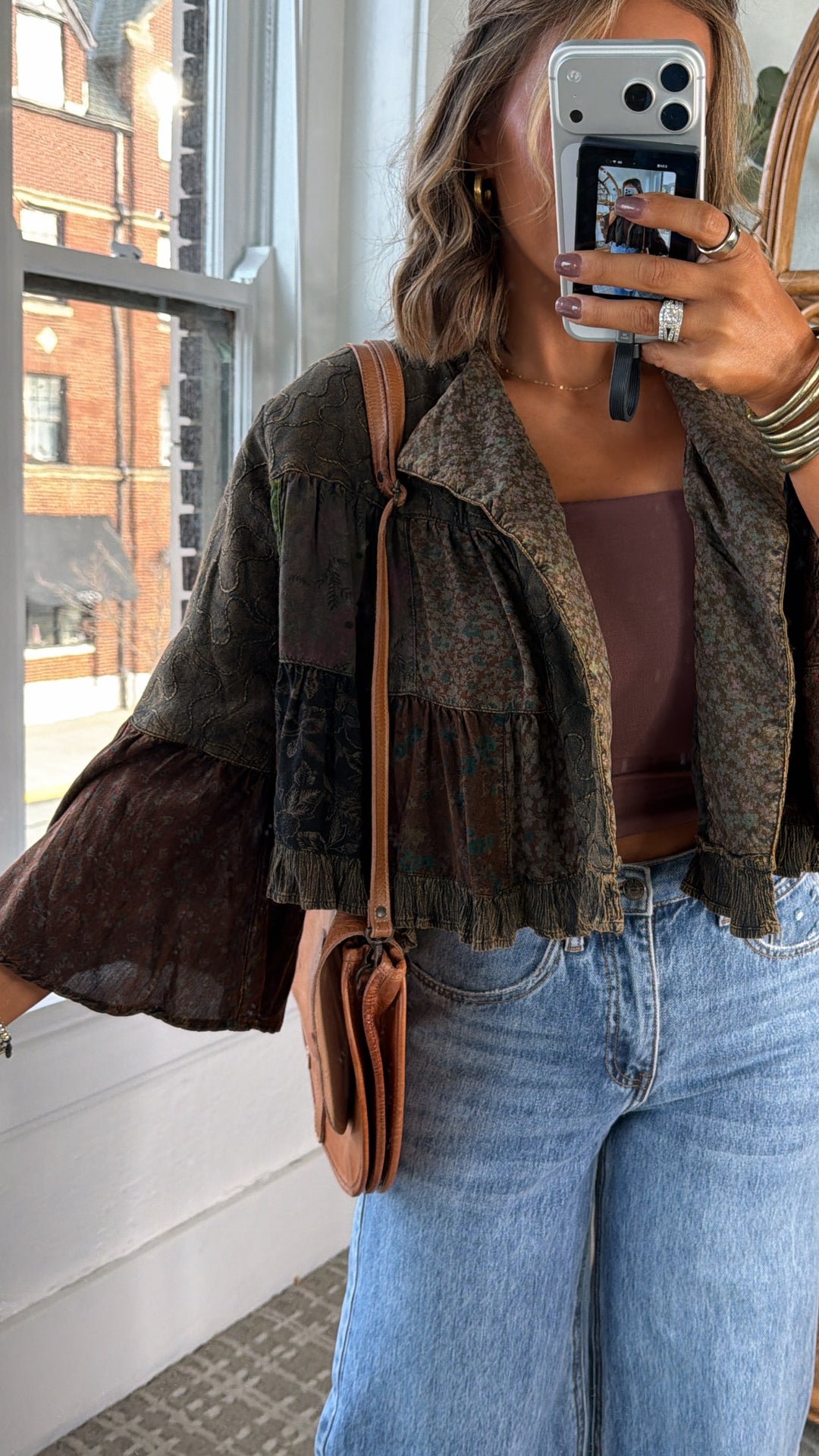 Sage Lane Cropped Cardi Jacket, Amber