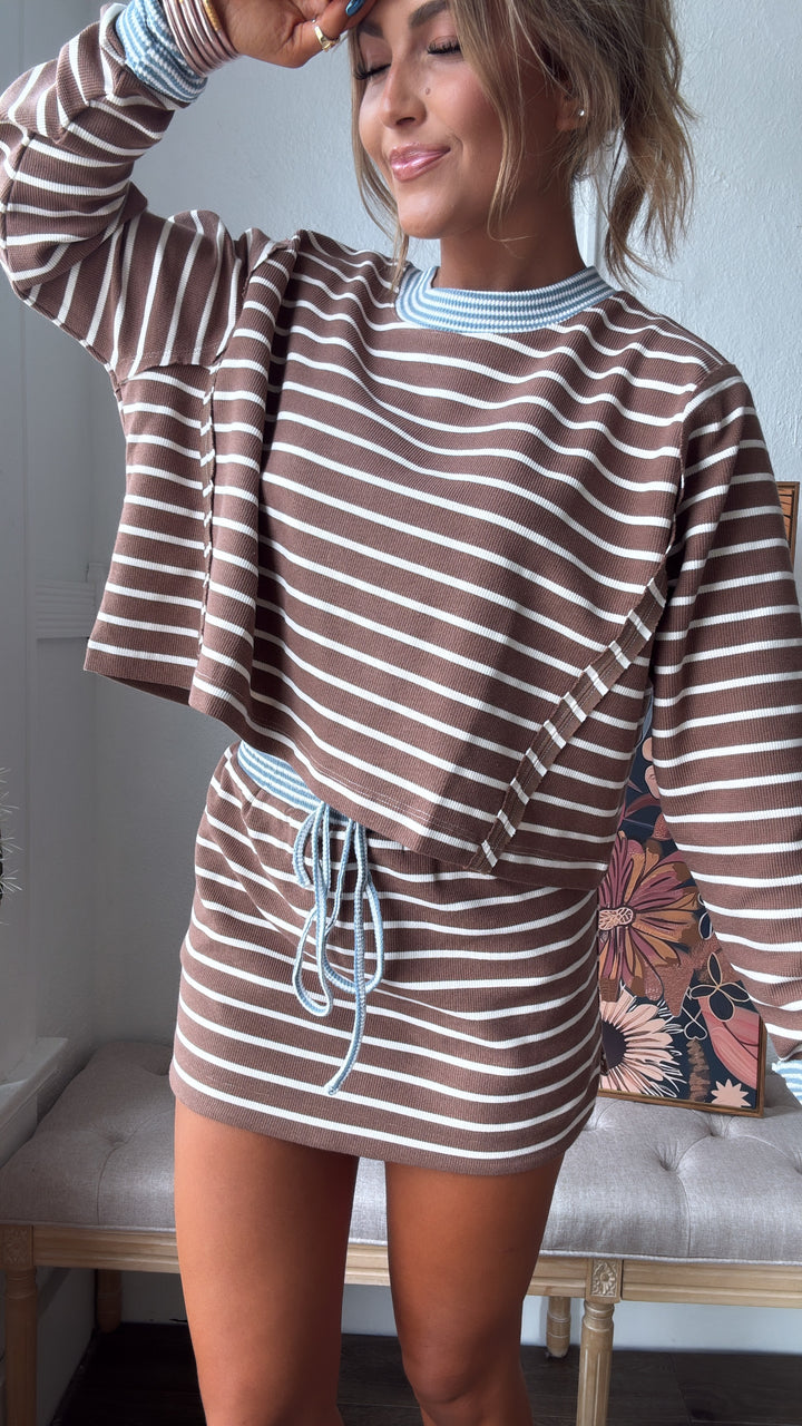 The Stripe Edit Two Piece Set, Mocha
