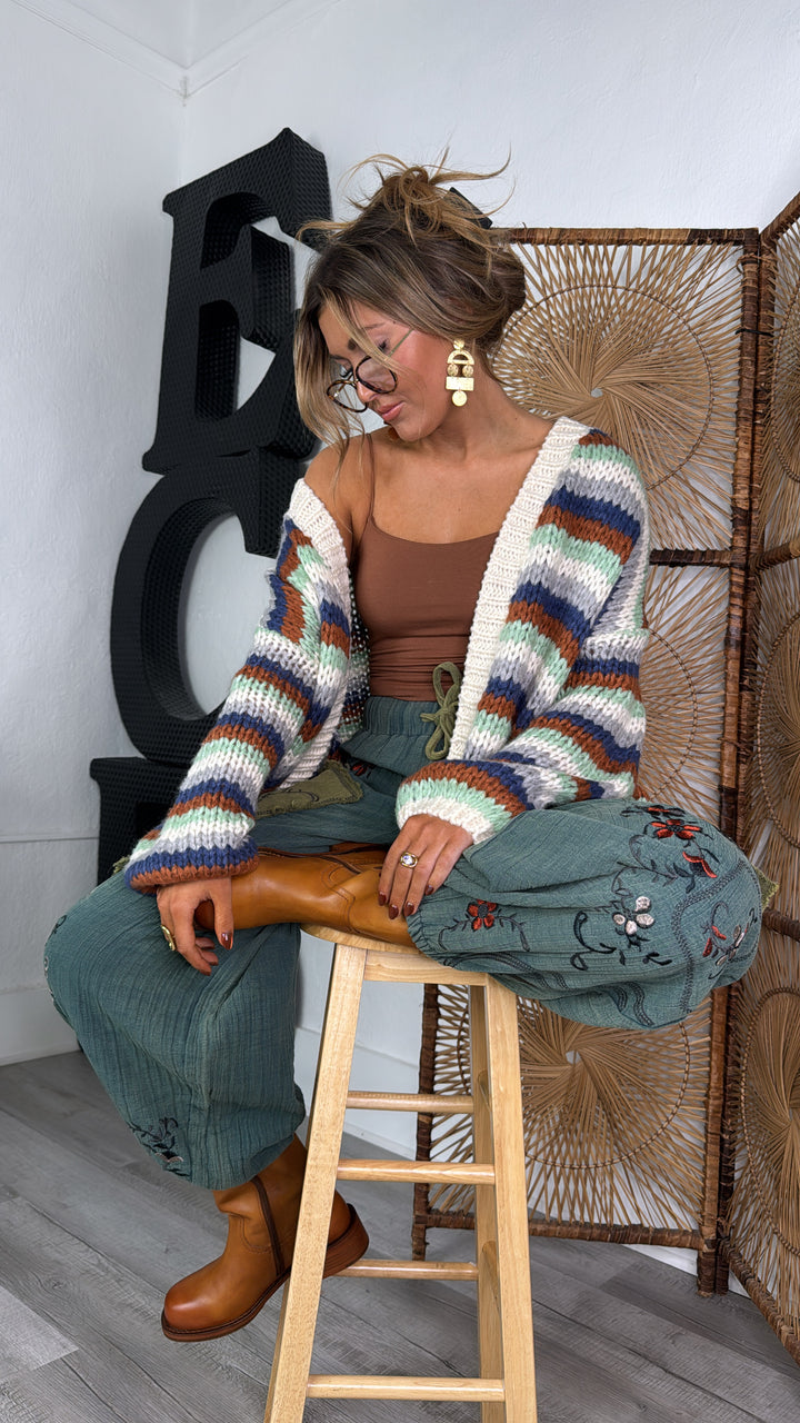 Canyon Skies Knit Cardigan, Cream Combo