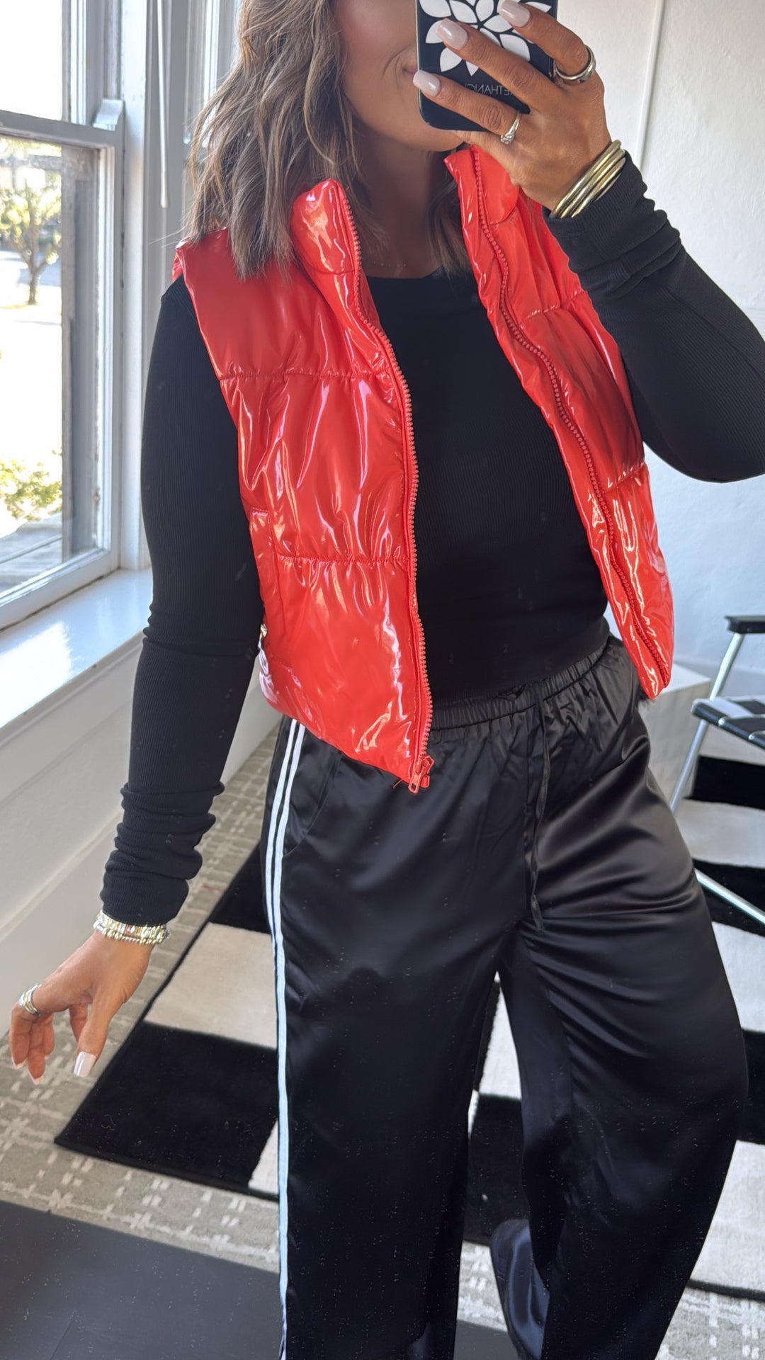 Call The Shots Cropped Puffer Vest, Orange