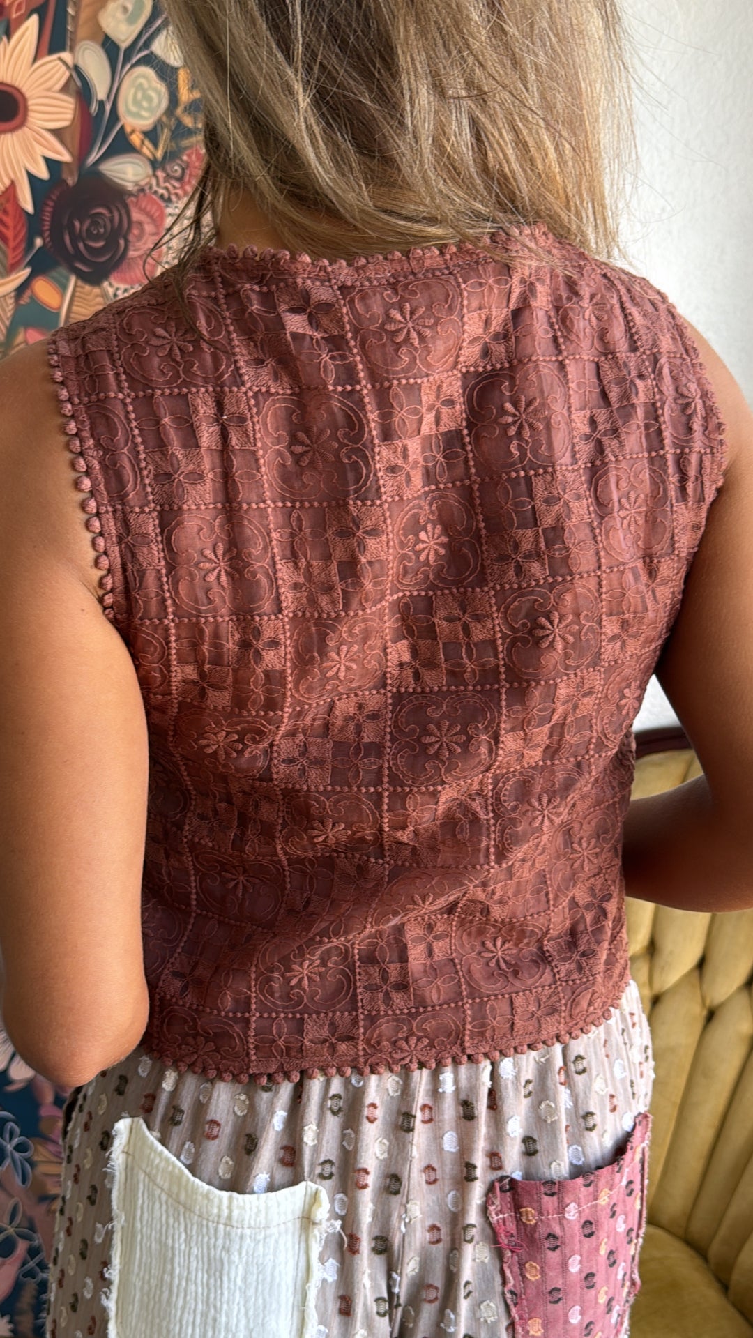 Desert Rose Tie Vest, Mocha