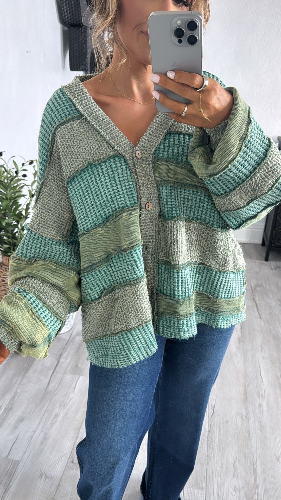 Lilou Vintage Cardigan, Green Combo