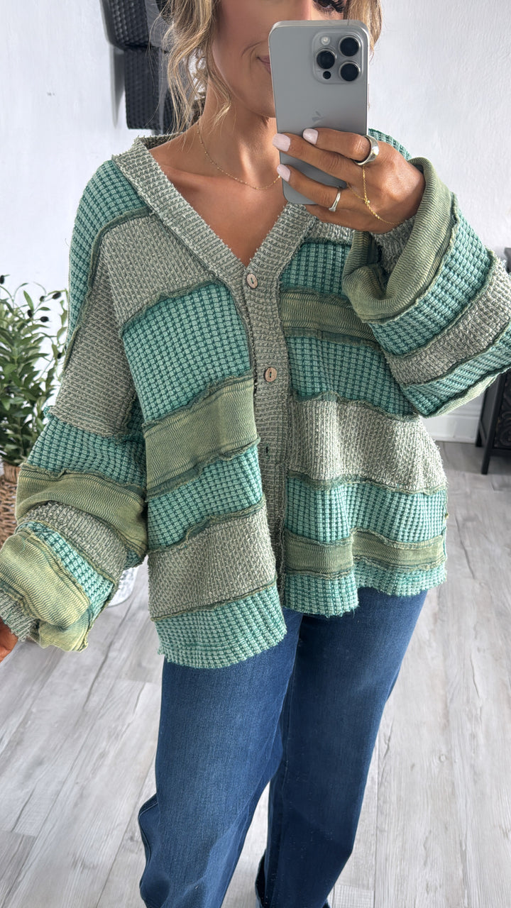 Lilou Vintage Cardigan, Green Combo