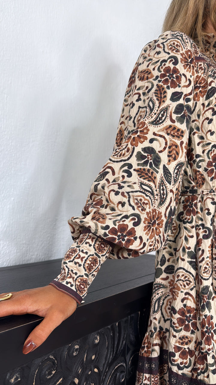 Bluewood Bloom Mini Dress, Cream/Brown