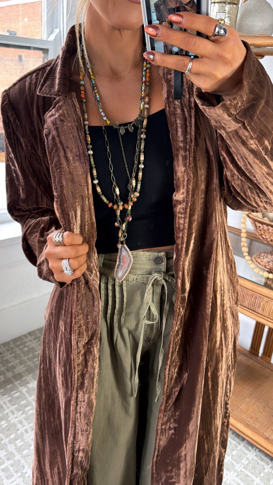 Vera Velvet Maxi Duster, Mocha