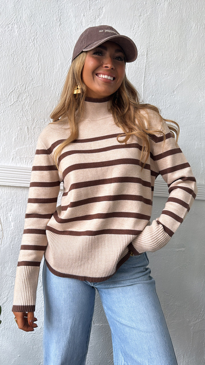 Thistlewood Striped Knit Sweater, Lt. Taupe