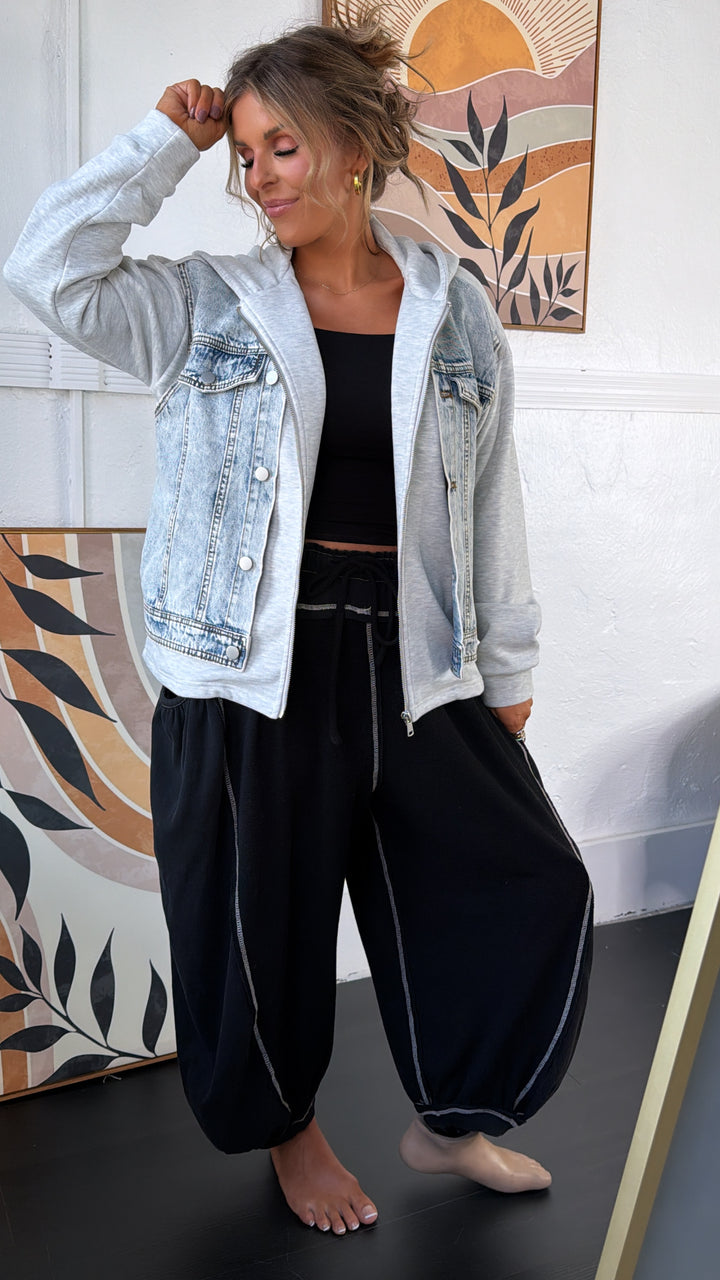 Blue Haven Zip Up, Denim/Grey