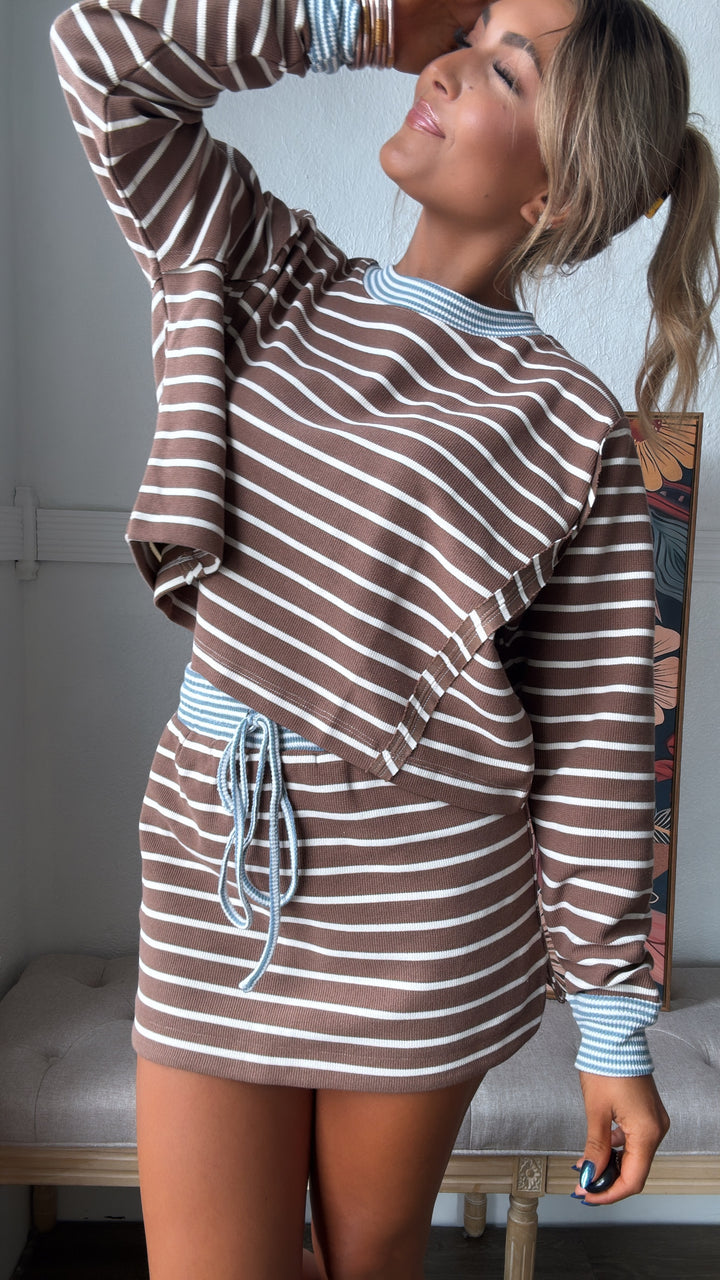 The Stripe Edit Two Piece Set, Mocha