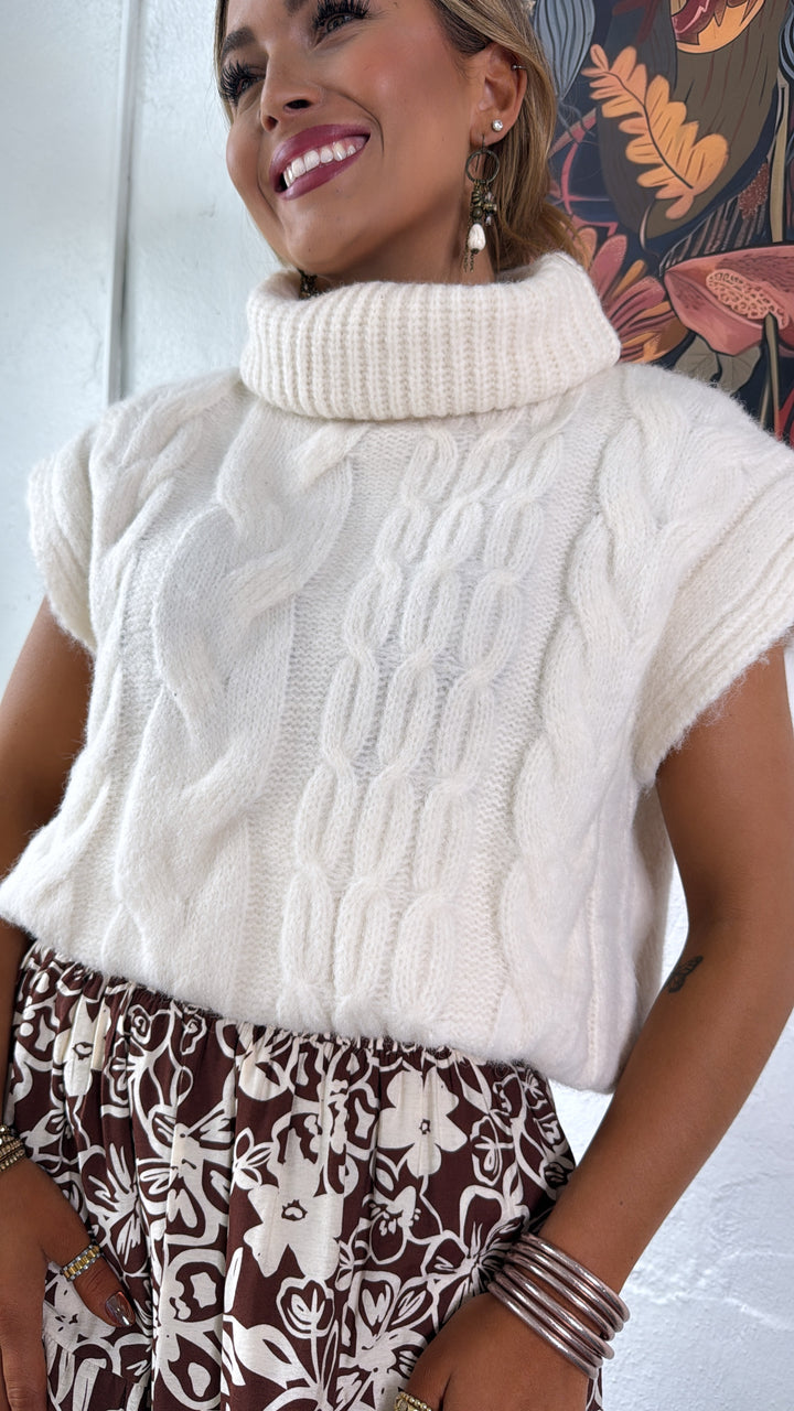Cozy Knit Turtle Neck Sweater, Cream