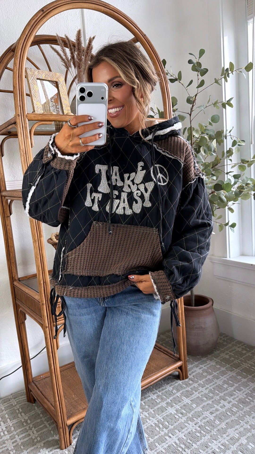 Take It Easy Hoodie, Black Multi