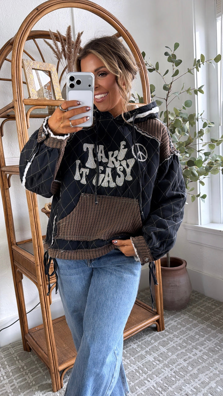 Take It Easy Hoodie, Black Multi