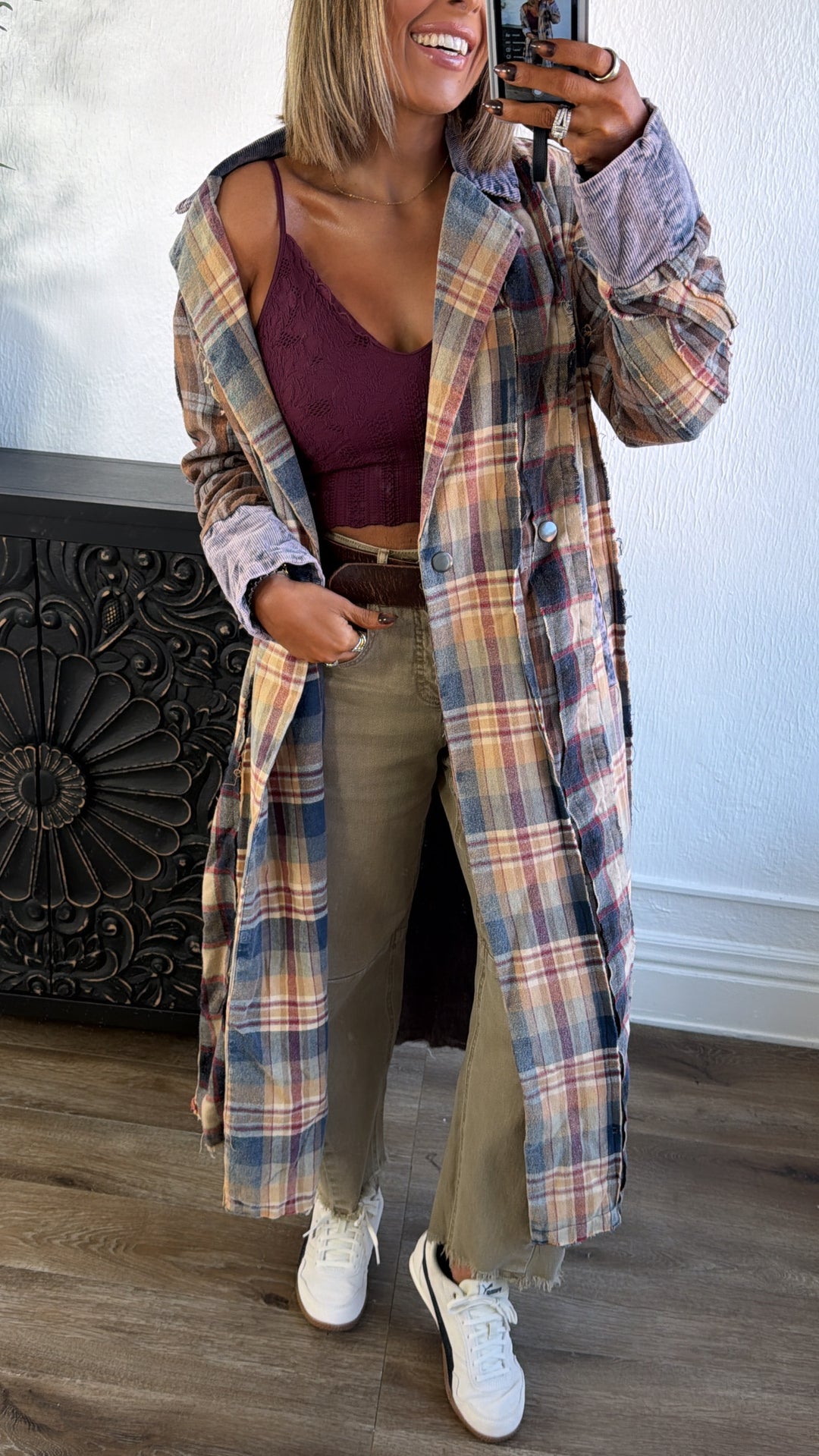 Stop & Stare Washed Plaid Jacket