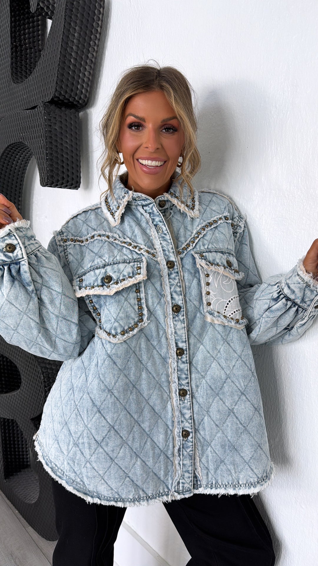 Wild Blooms Quilted Jacket, Denim