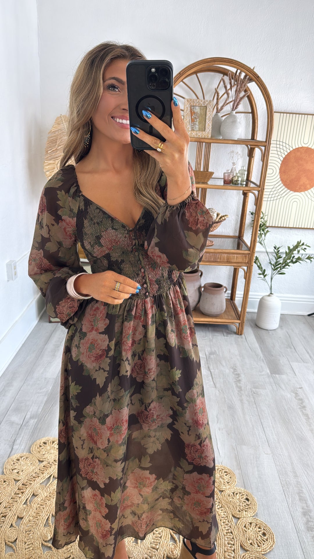 Golden Rue Midi Dress, Chocolate