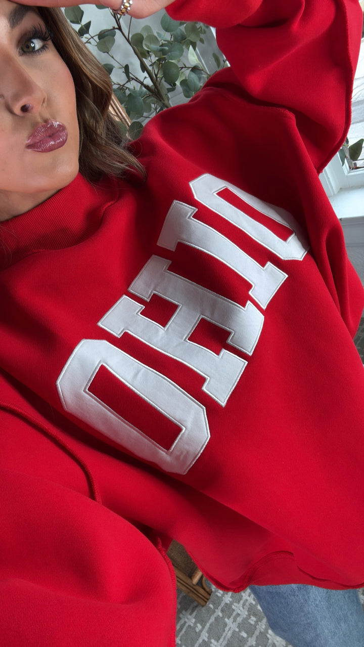 OHIO Mock Neck Crew, Red