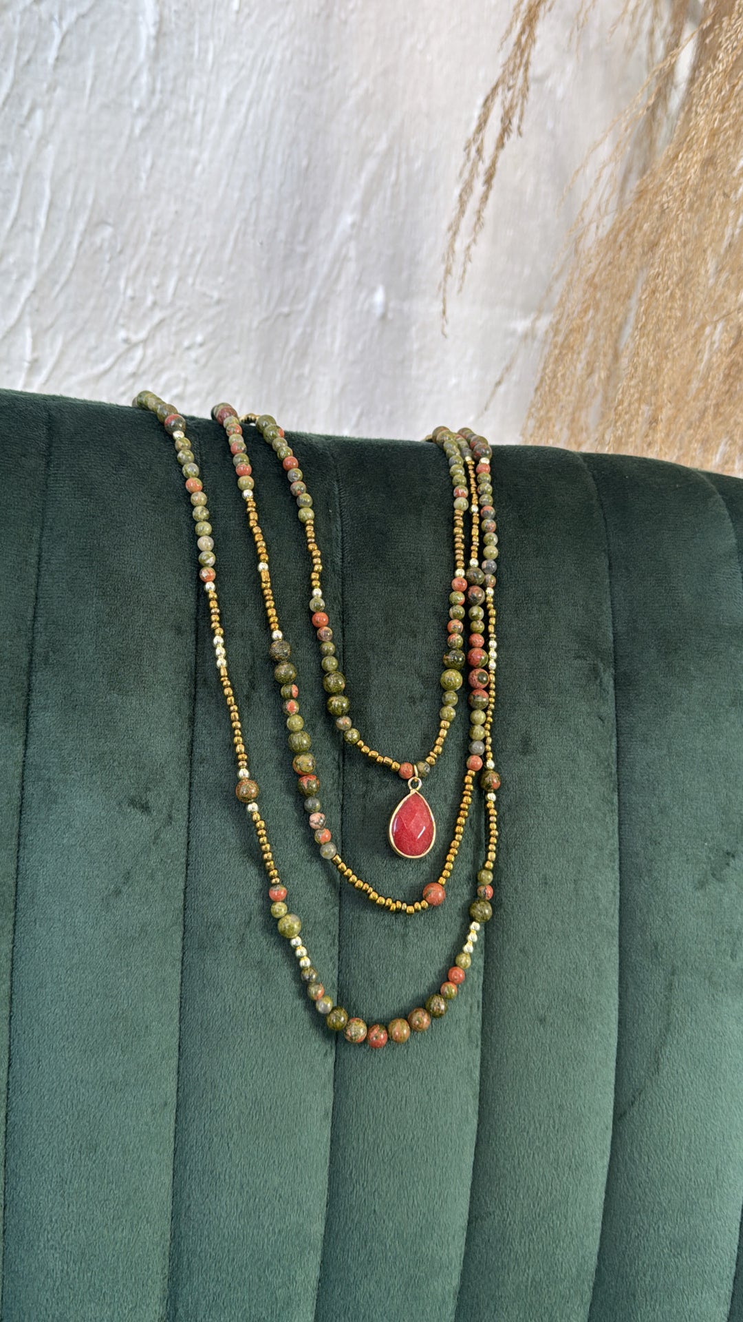 Oceans Echo Necklace, Olive