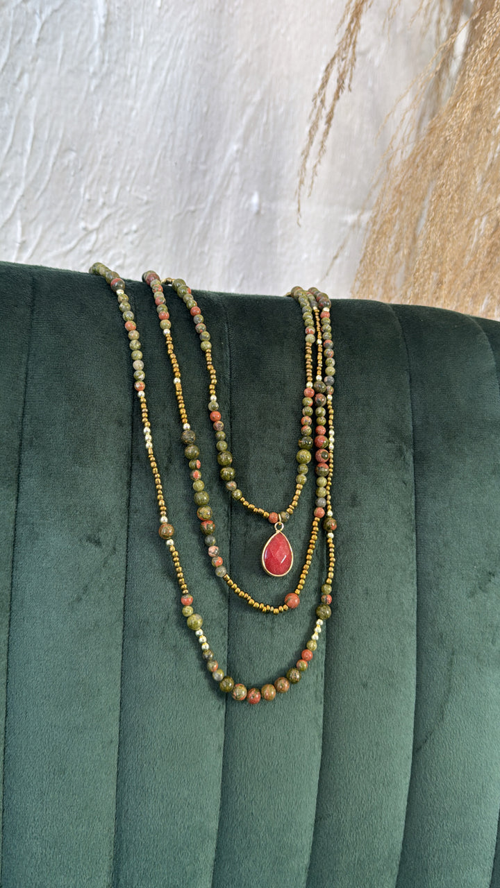 Oceans Echo Necklace, Olive