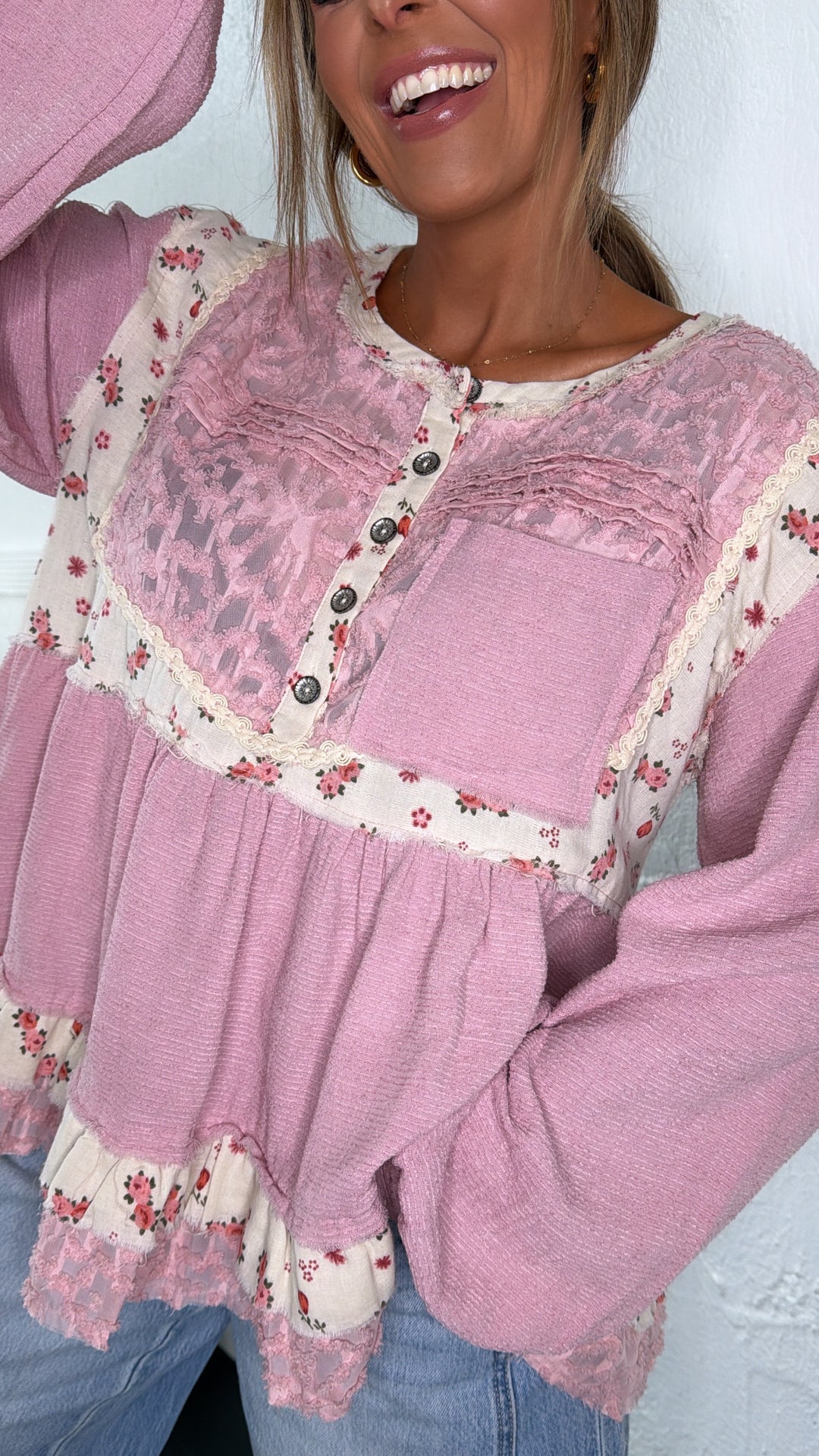 DOORBUSTER: POL Simple & Sweet Blouse, Dusty Pink