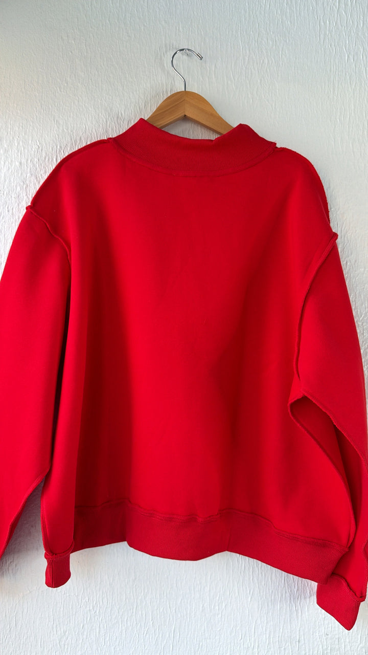 OHIO Mock Neck Crew, Red