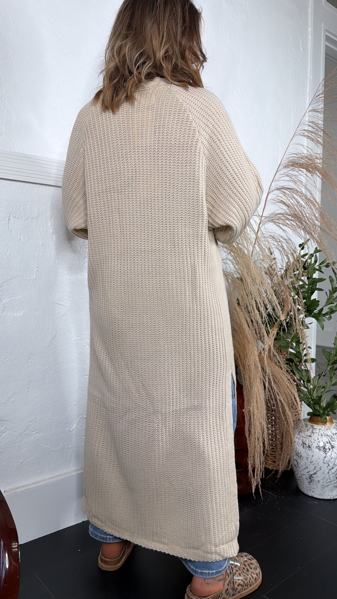 Toasted Burch Knit Cardigan, Beige