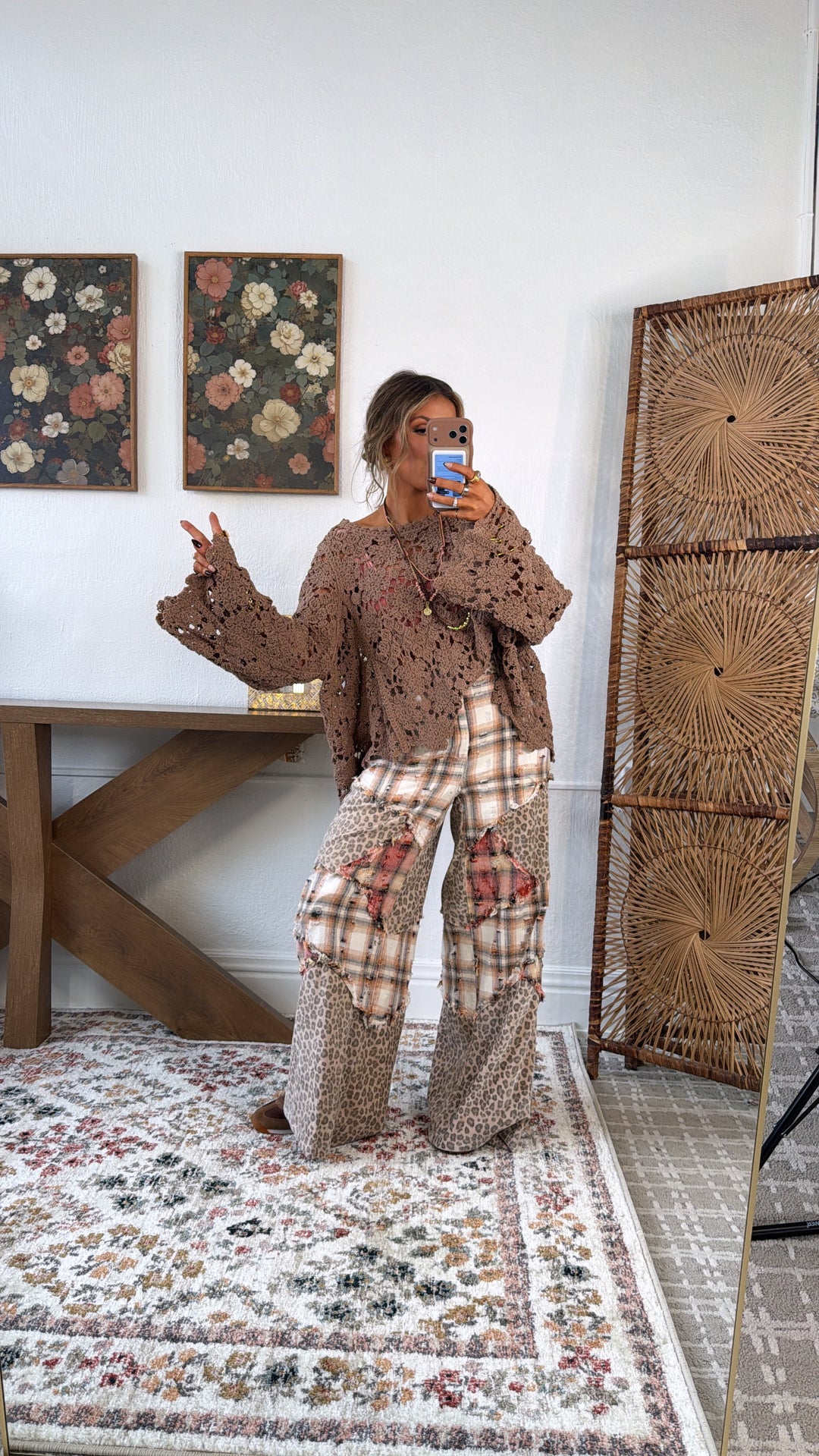 Waverly Bloom Patchwork Pant, Cream/Multi