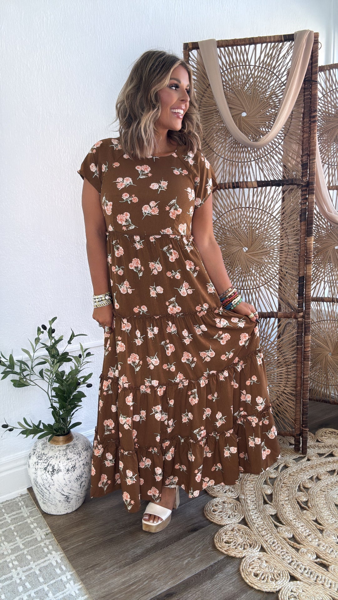 Autumn Ease Maxi Dress, Brown