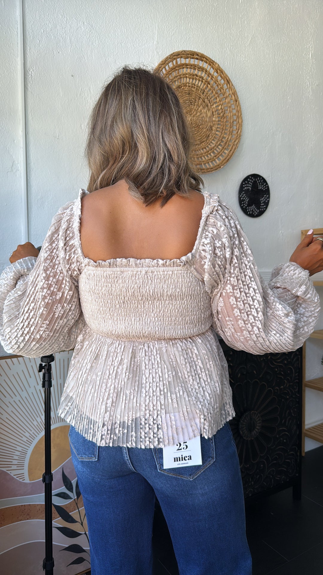 Sylvie Sweetheart Blouse, Taupe